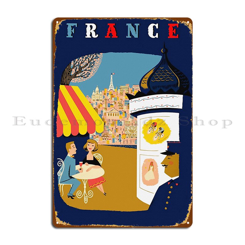 Home Cinema France - Affiche en métal Vintage pour trottoir